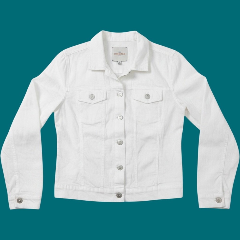 Casa Cabana Womens White Linen Blend‎ Button Front Trucker Jacket XL Beachy